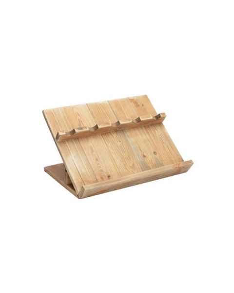 Skråt display til 5 flasker. Tre. H 33 cm.