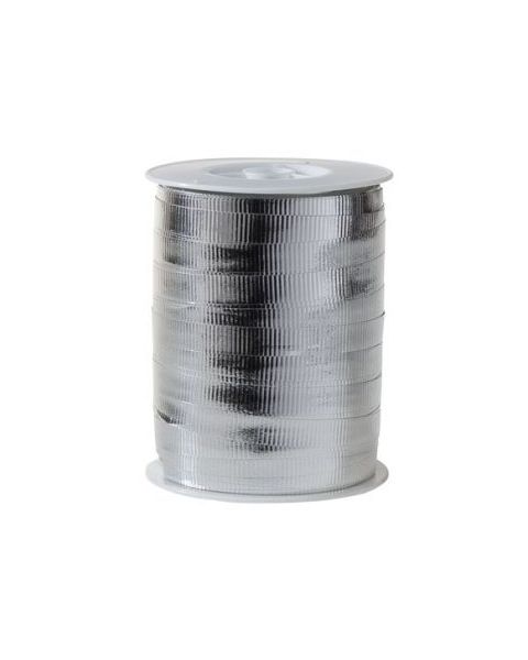 Gavebånd, metall riflet sølv, 10 mm x 250 mtr.