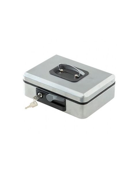 Pengeboks 25 x 18 x H9. med Nøkkel. Grå. 3 rum