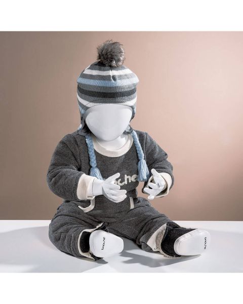 Baby Mannekeng, med hoved, hvit high gloss, siddende, H44 cm