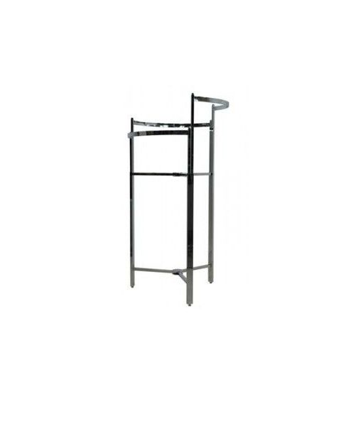 Rundt klesstativ i etager. Børstet satin justerbart. H 175 cm.