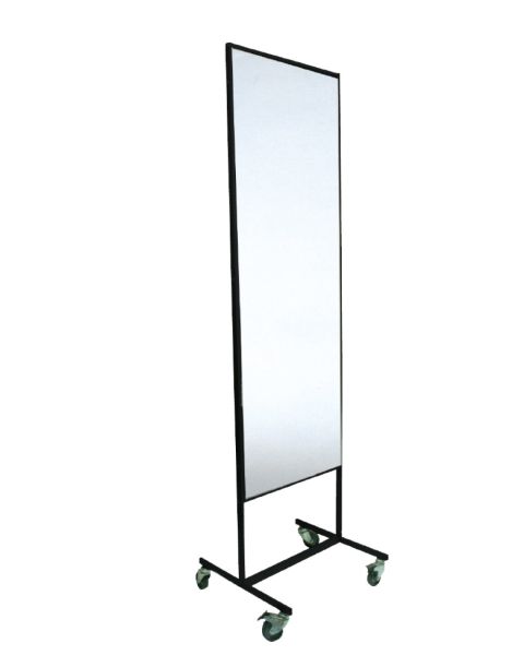 Gulvspeil - Dobbelt rullspeil - Speil sort. B55 xD50 x H195 cm, inkl.hjul