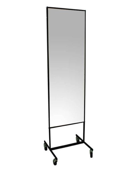 Gulvspeil - Dobbelt rullspeil - Speil sort. B55 xD50 x H195 cm, inkl.hjul