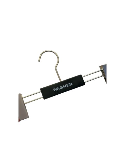 Buksehenge m/ kryper, matt sort. B 30 cm. M/ tryk WAGNER. Børstet satinkrom krok