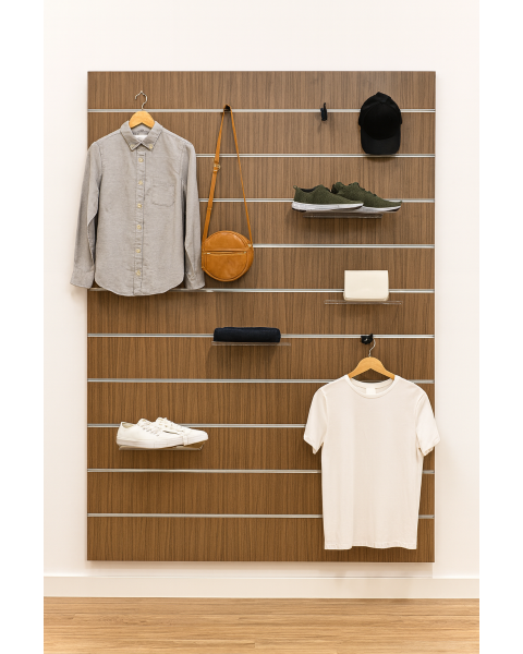 Rillepanel (120x 120 cm) m/lister - Valnød. 20 cm - 5 spor.