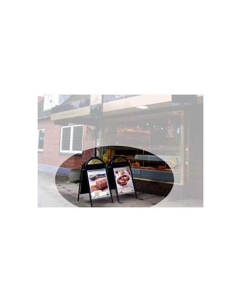 Sandwich skilt m/ logoplate. Sort. 50 x 70 skilt.