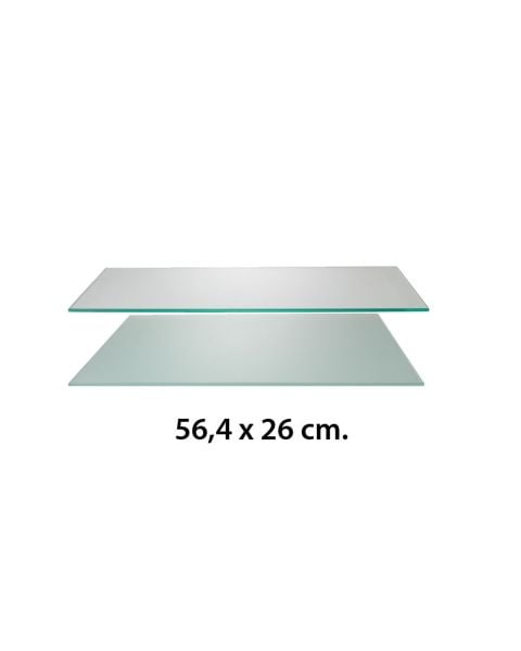 Glashylle t/ U-bøjlestang (56,4 x 26 cm.) t/ rillepanel