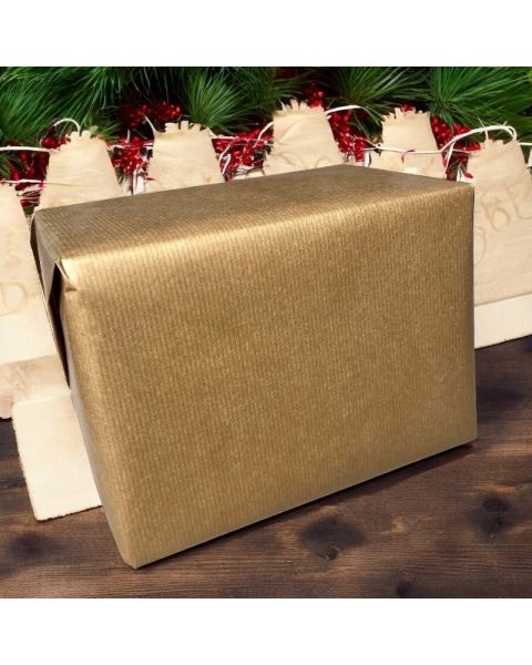 Gavepapir B 57 cm. Guld, matt, kraftpapir. 200 mtr.