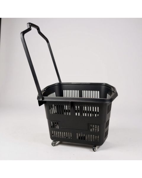 Innkjøpskurv 55 liter med hjul. Sort plast