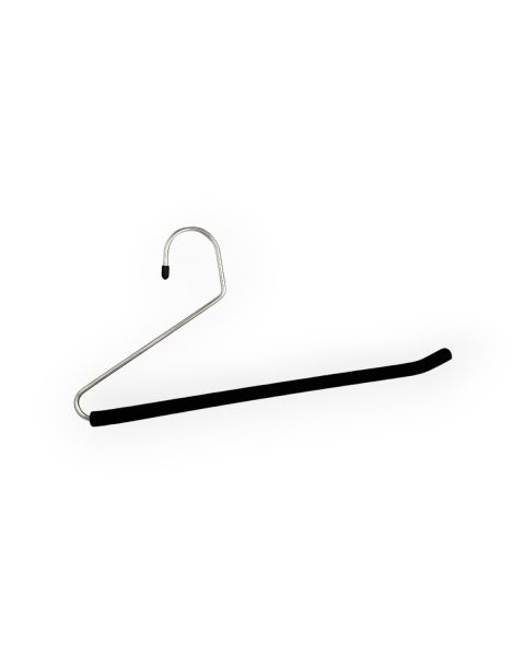 Metallhenger, til bukser, med sort skumgummi, krom, 35 cm.  Pakket med 50 stk