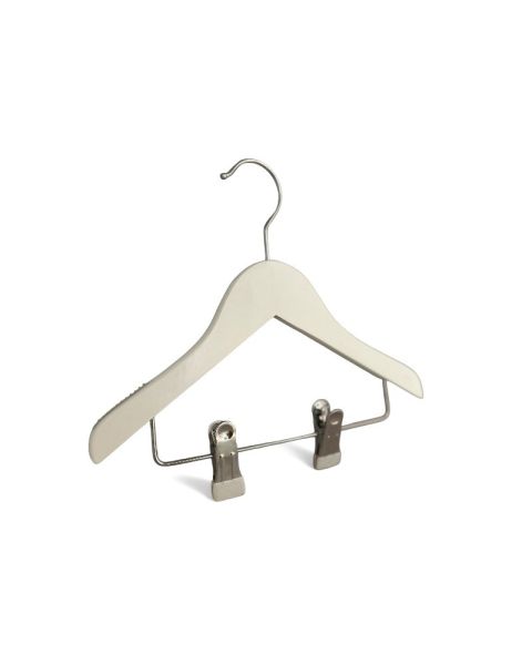 Trehenger, baby, med klemme, hvit, 25 cm.