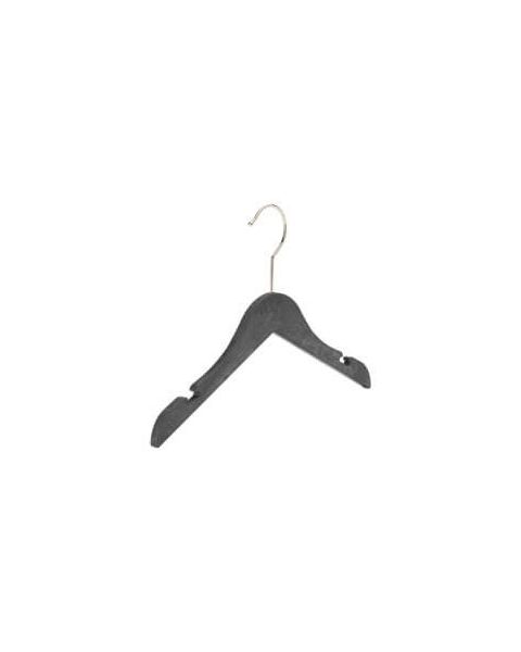Konfektionshenger, junior, sort, m/hakk, wood-effekt, plastik, 30 cm