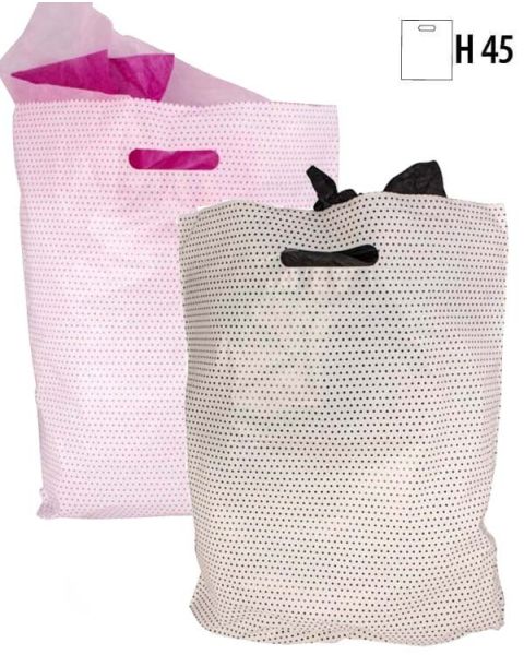 Plastikposer m/ prikker  H 45 cm. - 100 stk. Velg farge