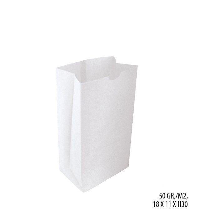 Papirpose m/ bunn, hvit. H30 cm