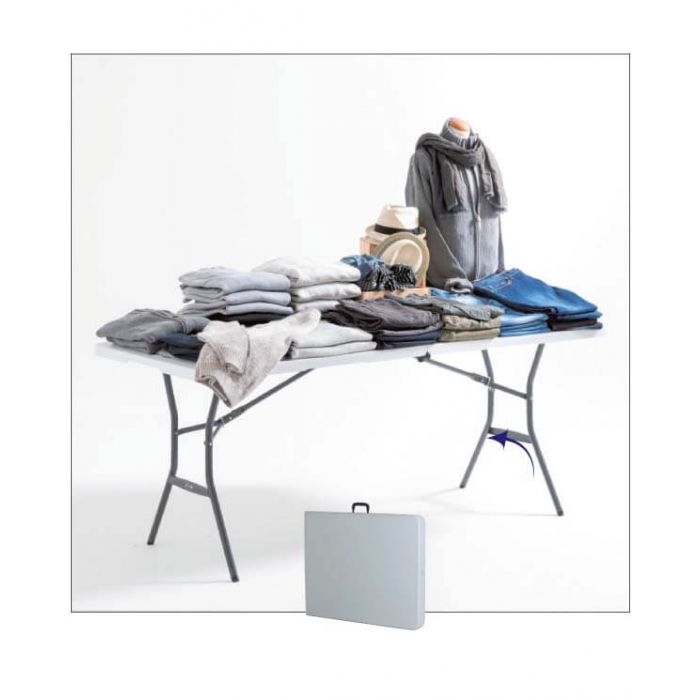 Markedsbord, sammenklappeligt, grå plast