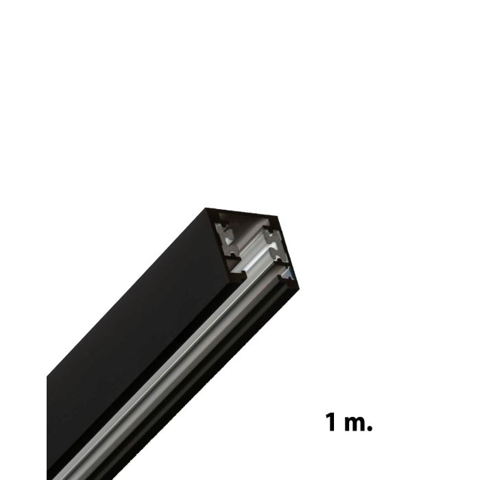 Strømskinne, 1F, 230V, sort, 1 m, inkl endestykker