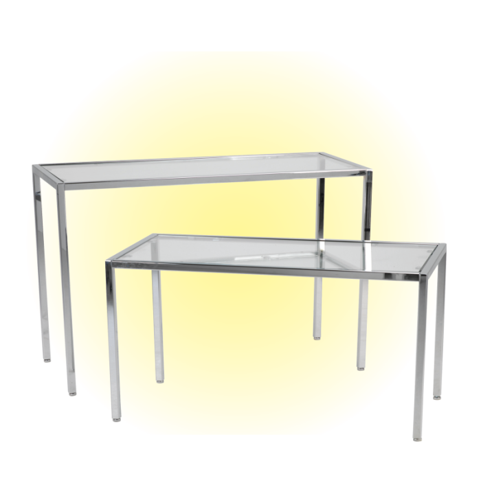 Bord - oplægsbord i metal med klar bordplade