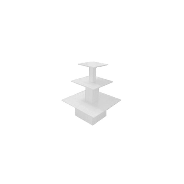 Pyramide, hvid melamin, 40 / 60 / 90 x H120 cm. Firkantet. Lagbord