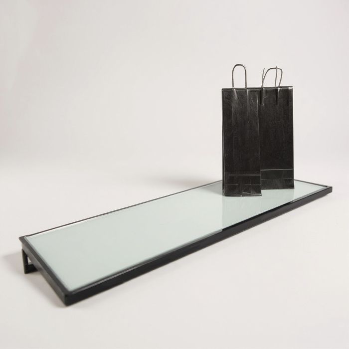 HAPPY! - Vegghylle m/ frostet glasshylle. Sort