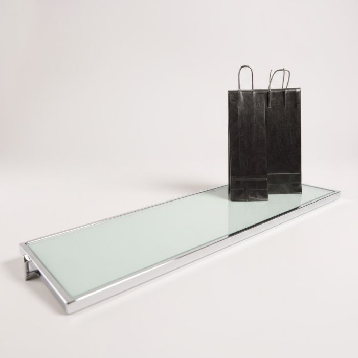 HAPPY! - Vegghylle m/ frostet glasshylle. Krom