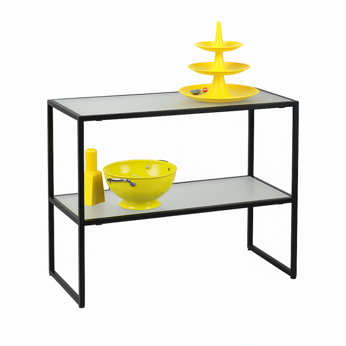 HAPPY! Salgsbord stell, sort, 40 x 90, 2 frostet glassplater