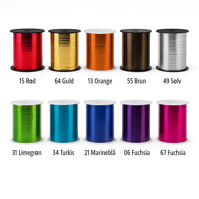 Gavebånd metallic 10 mm x 250 mtr. Velg farge