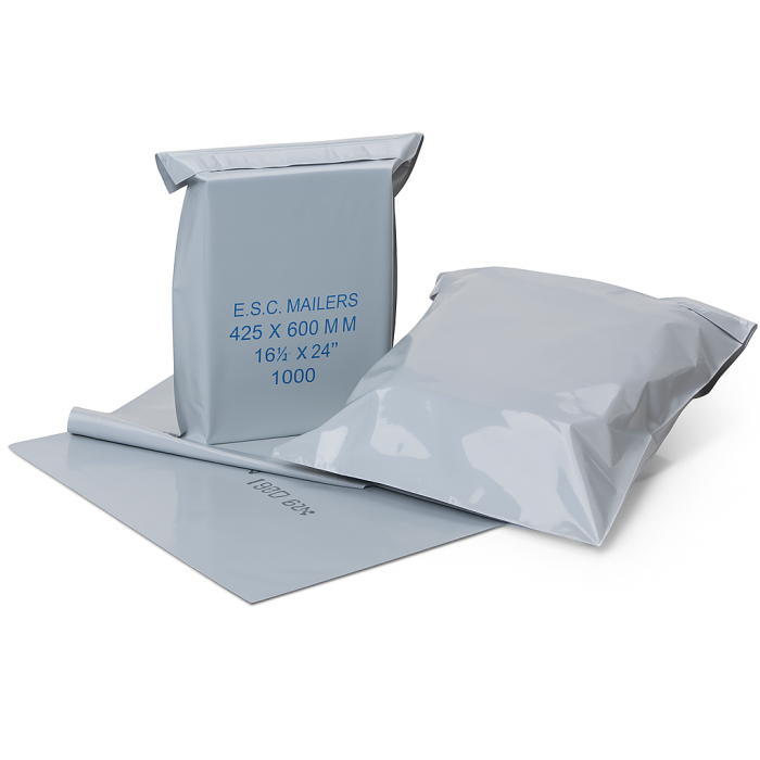 Forsendelsesposer m/ tape, grå - postordrepose. Velg størrelse