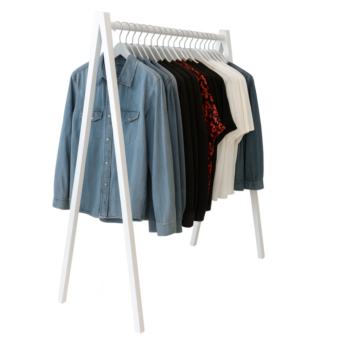 Hengerstativ, v-formet, hvit, B100 x D50 x H142 cm