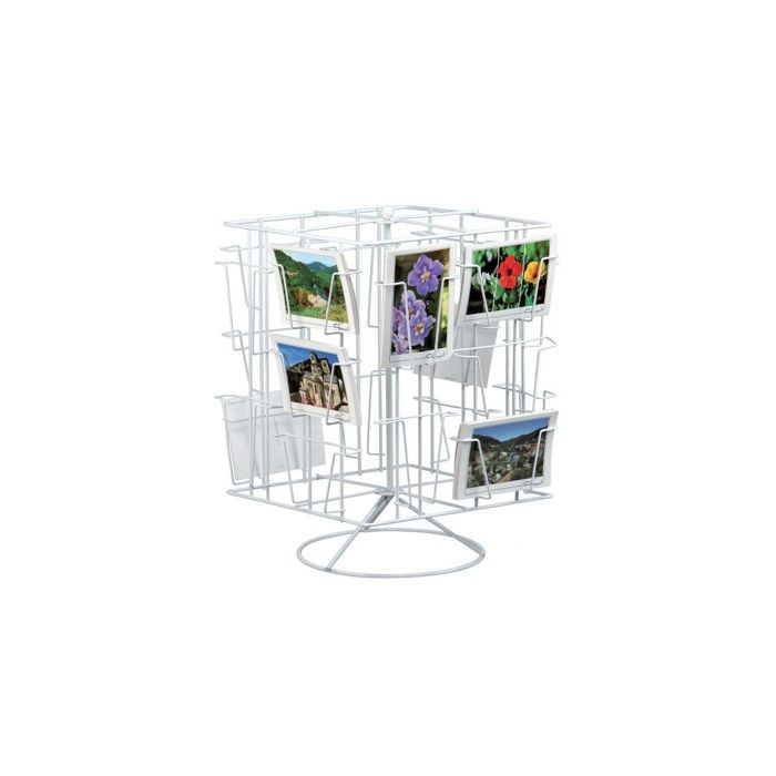 Postkortkarrusel, til bord, 20 rom (10,5 x 15 cm), hvit, 30 x H43,5 cm