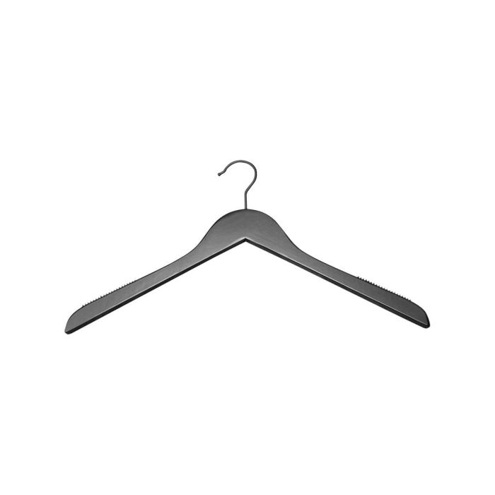 Trehenger, massiv, flat, voksen, med gummi, mat sort, sort krok, 12 mm tyk, 45 cm