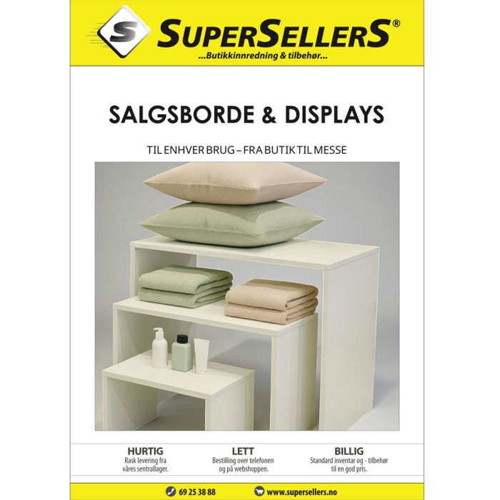 Katalog med Presentasjonsbord og pyramider for butikkinnredning