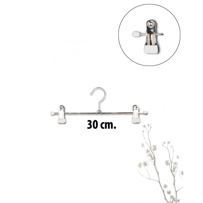 Metall klypehenger (B 30 cm) - 100 stk. Hvit dup  *TILBUDSVARE* Min. Kjøb 300 stk.