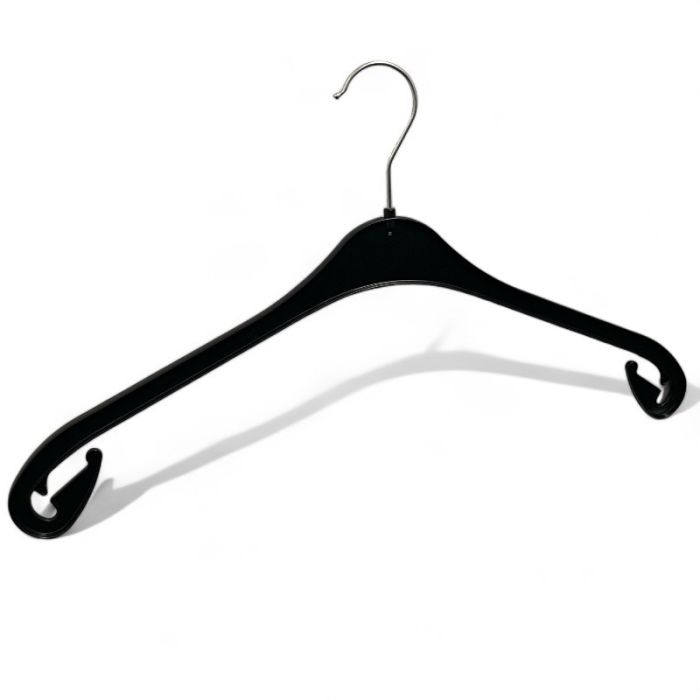 Plasthenge, XL, formpresset, med kraftig oppheng, sort, 47 cm. 270 stk.