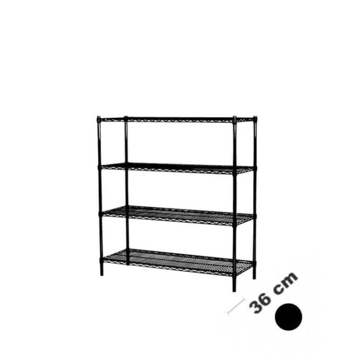 Reol - TUBO (B 122 x D 36 x H160 cm.) - Sort. 4 hylle