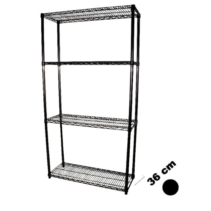 Reol - TUBO (B 122 x D 36 x H220 cm.) - Sort. 4 hylle