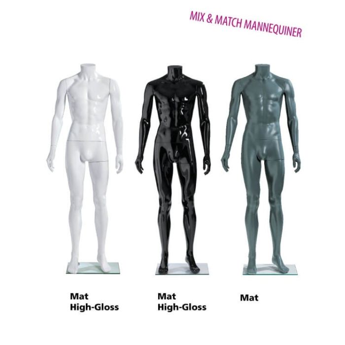 Herremannequin - Classic. H 184 cm. - (Mix and Match serien). Velg farge