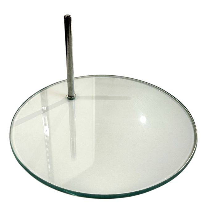 fotplate med fotspyd til Barnemannekeng, glas. Ø30.