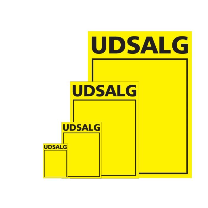 Udsalgsskilte i pap. Gul