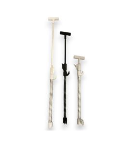 Skilt holder m. fjær,  teleskopisk. Til tråd, H33-58 cm. Velg farge.