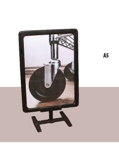 A5 plastramme med H-stander, sort