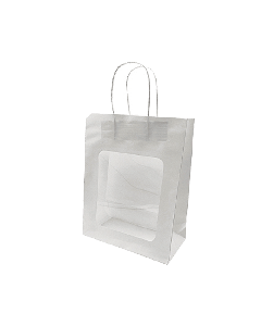 Papirpose. H 27,5 cm. M/ vindue. Gavepose - hvit. 20 stk.