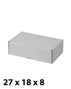 Pappeske, 27 x 18 x 8, hvit.Pris pr. stk. Min. Køb 10 stk.