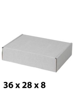 Pappeske, 36 x 28 x 8, hvit. Pris pr. stk. Min. Køb 10 stk.