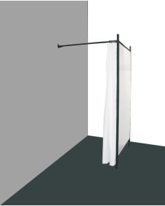 1-sidet prøverom. Sett med sort stel og forheng. ( B 100 x D 100 x H 210 cm.) - Velg farge på forheng og veggplate