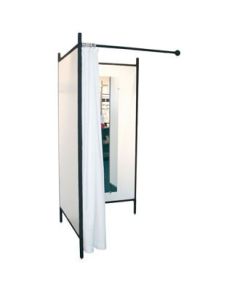 2-sidet prøverom. Sett med sort stel og forheng. ( B 100 x D 100 x H 210 cm.) - Velg farge på forheng og veggplate