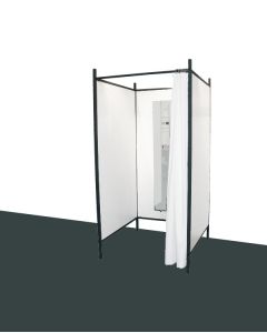 3-sidet prøverom. Sett med sort stel og forheng. ( B 100 x D 100 x H 210 cm.) - Velg farge på forheng og veggplate