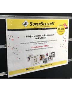 Skiltdisplay A4, klar akryl, t/ rillepanel