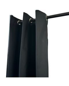 Forhæng til u-gardinstang med kovs Ø 3 cm., sort, B200 x H193 cm.