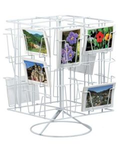 Postkortkarrusel, til bord, 20 rom (10,5 x 15 cm), hvit, 30 x H43,5 cm