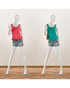 1100 faceless damemannekeng. Hvit high gloss med faceless hoved. H 178 cm. Disko trin